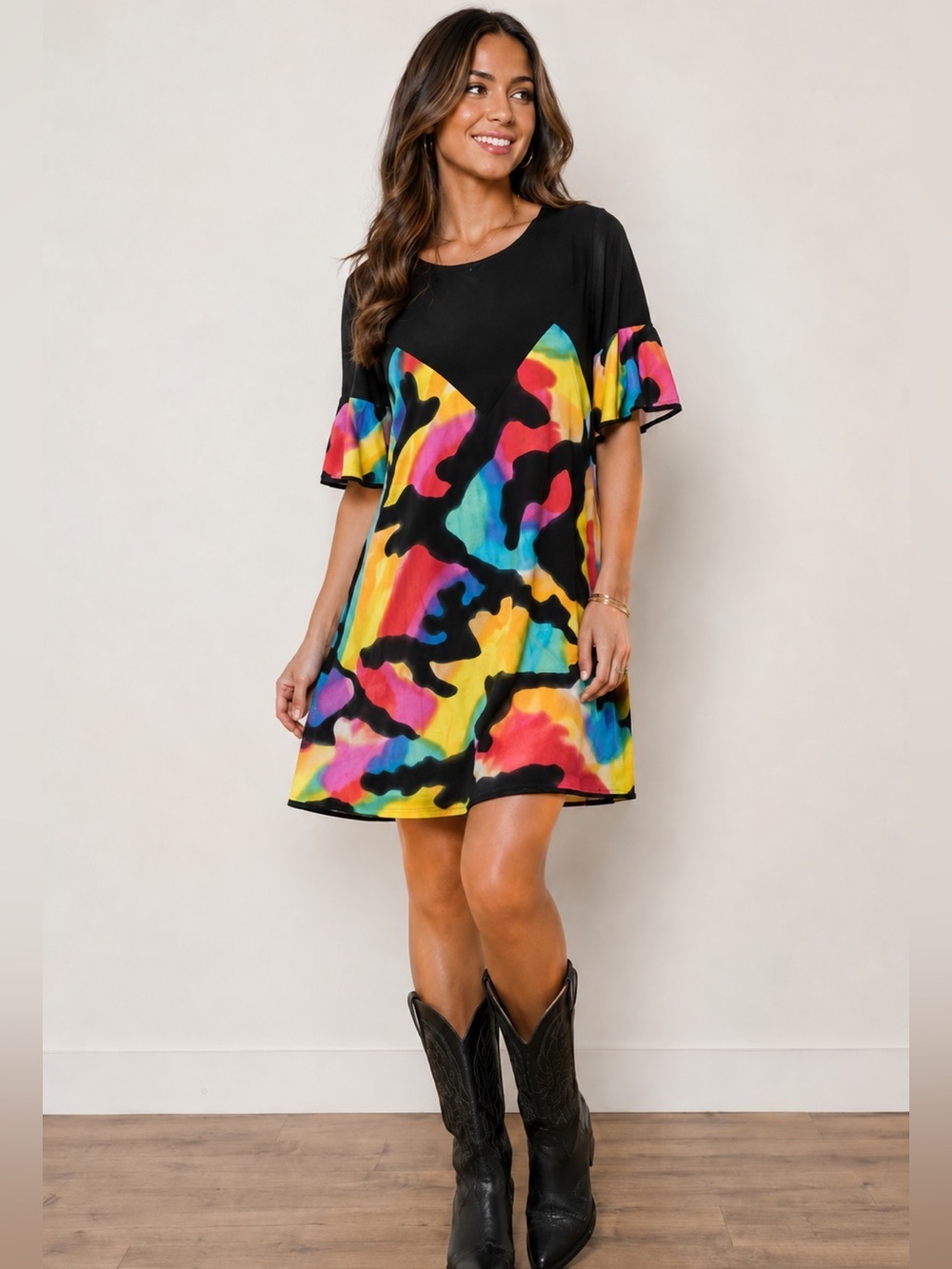 Rock n' Karma Multicolor Swing Dress Medium